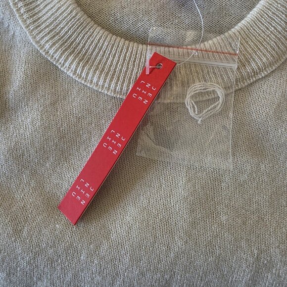 Jennie Liu 100% Cashmere Sweater Women’s Medium Cream Crew Neck Long Sleeve NWT - Picture 5 of 14